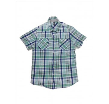 Camisa Xadrez Verde Azul - Zara Kids - Brechozinho